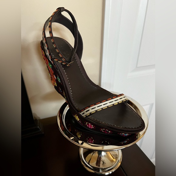 Sam Edelman Brown & Orange Boho Button Embellished Platform Sandals. 8.5M - Picture 12 of 15